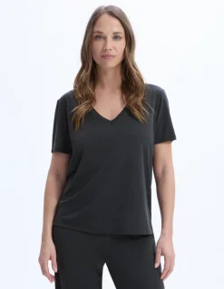 Getailleerd modal V-hals T-shirt - grijs