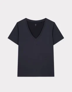 Getailleerd modal V-hals T-shirt - grijs