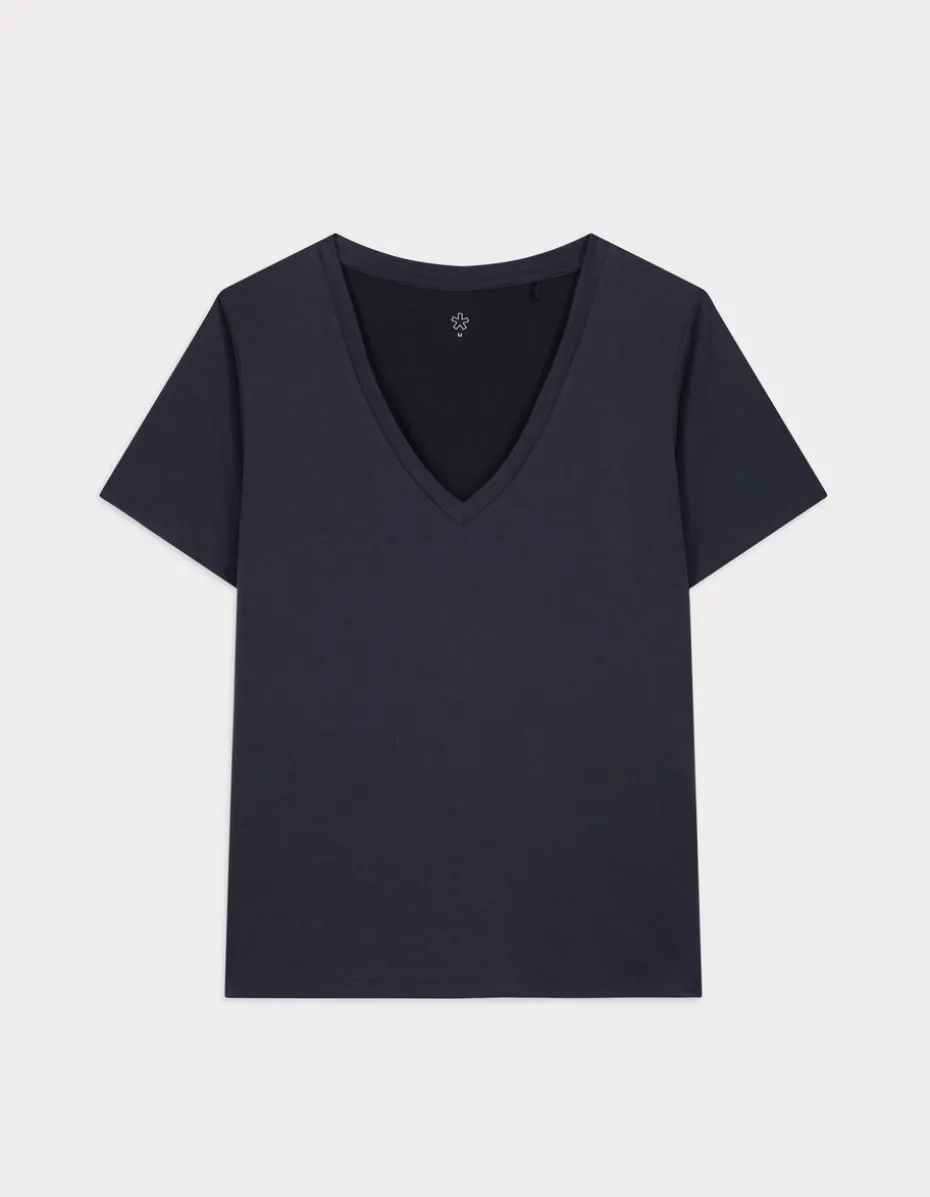 Getailleerd modal V-hals T-shirt - grijs