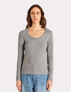 Getailleerd T-shirt met lange mouwen - lichtgrijs