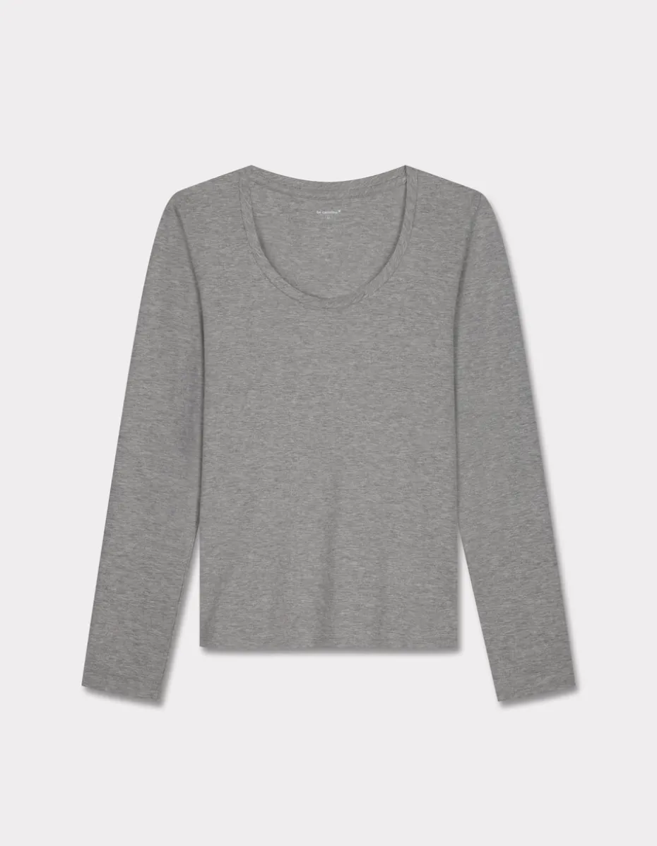 Getailleerd T-shirt met lange mouwen - lichtgrijs