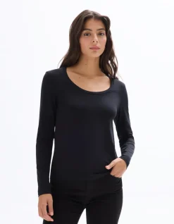 Getailleerd T-shirt met lange mouwen - Zwart