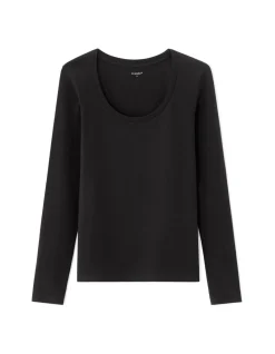 Getailleerd T-shirt met lange mouwen - Zwart