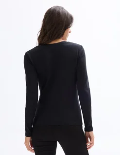 Getailleerd T-shirt met lange mouwen - Zwart