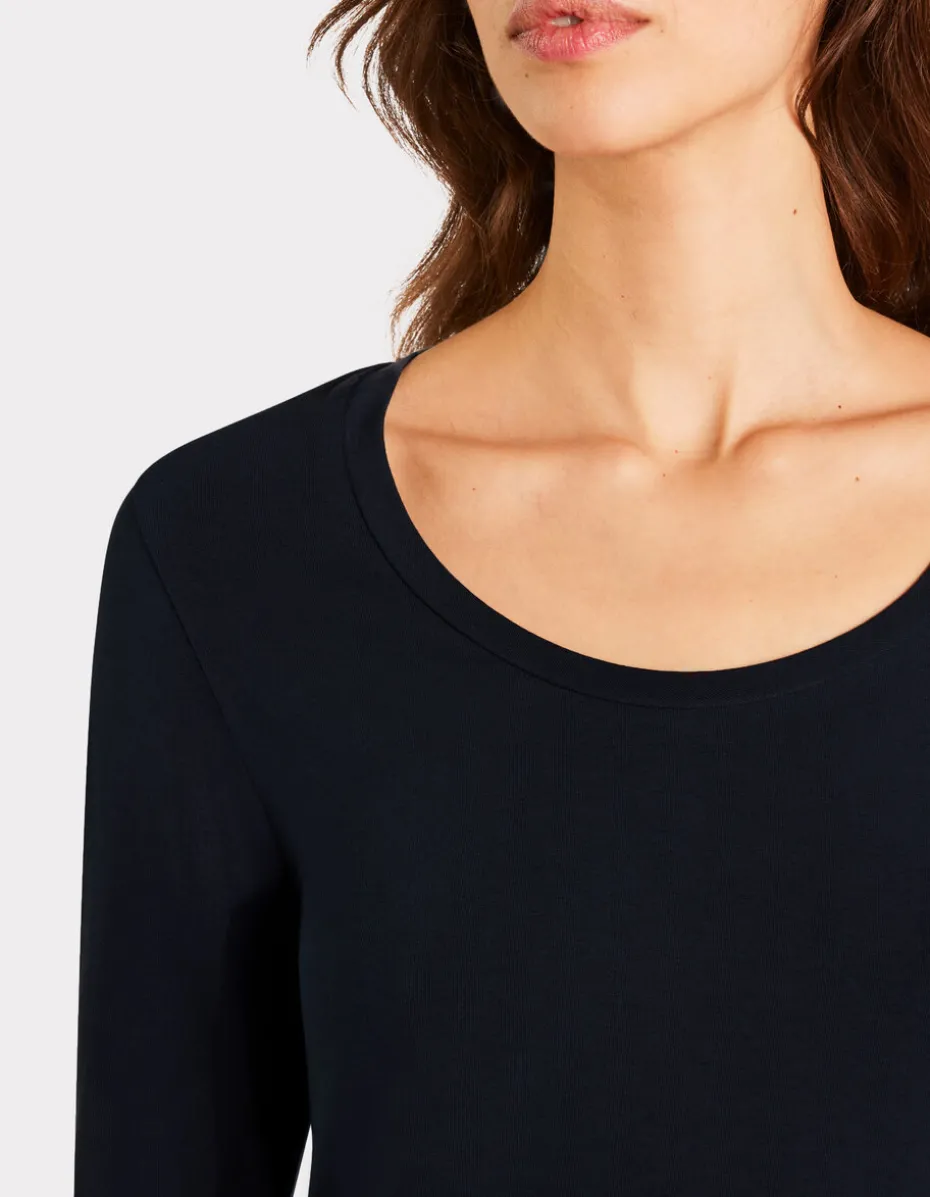 Getailleerd T-shirt met lange mouwen - marineblauw