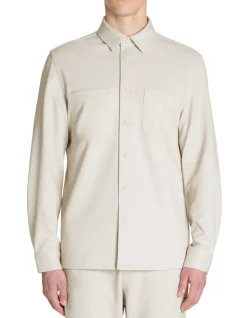 Getextureerd overshirt 2 zakken - beige
