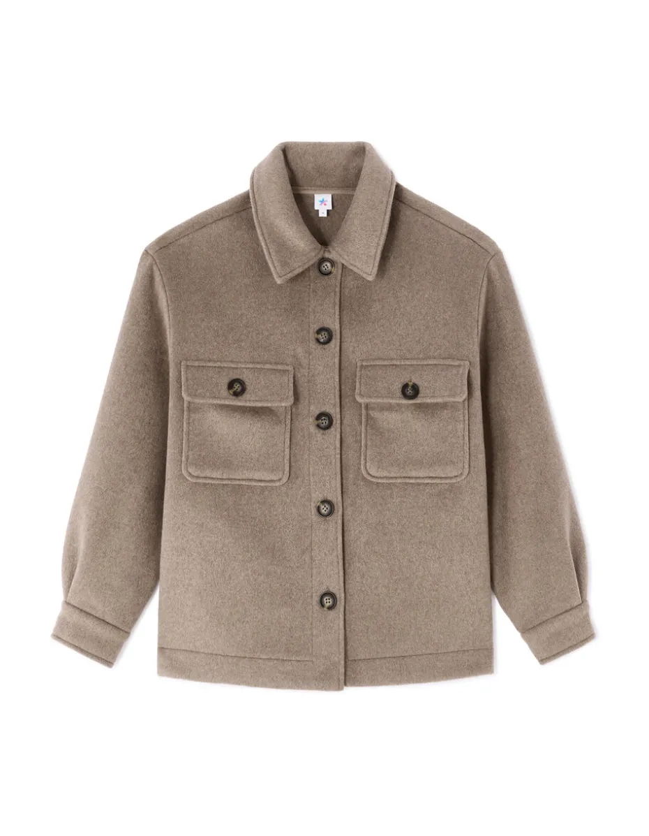 Gewatteerd blouson met hemdkraag - beige