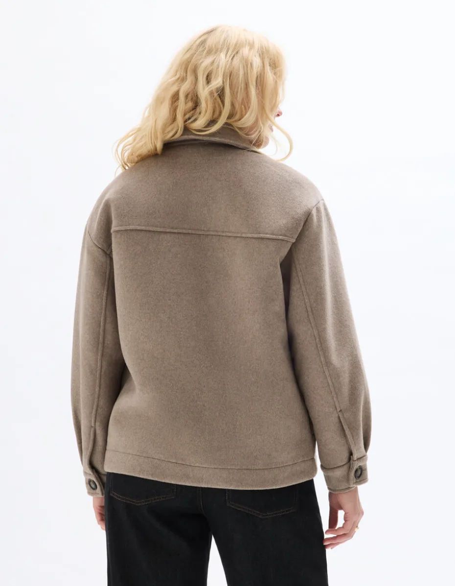 Gewatteerd blouson met hemdkraag - beige