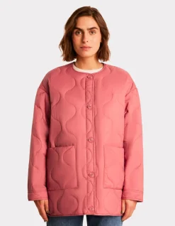 Gewatteerd jasje met ronde hals - roze