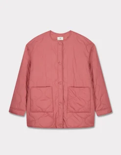 Gewatteerd jasje met ronde hals - roze