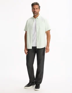 Hemd met korte mouwen regular fit Oxford 100% katoen - mintgroen