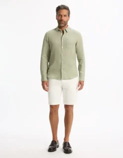 Hemd regular casual 100% linnen - saliegroen