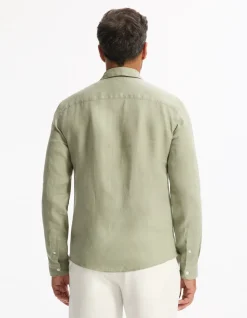 Hemd regular casual 100% linnen - saliegroen