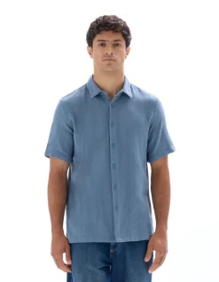 Hemd regular fit 100% katoen jacquard - blauw