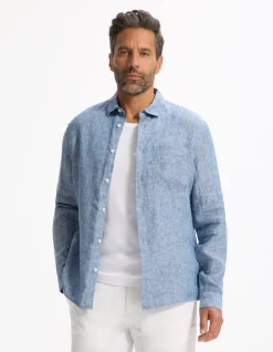 Hemd regular fit 100% linnen - chambray