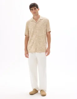 Hemd regular fit palmbomenprint - beige