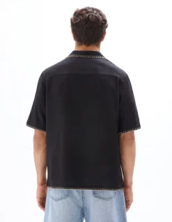 Hemd Regular fit van linnen en viscose - zwart