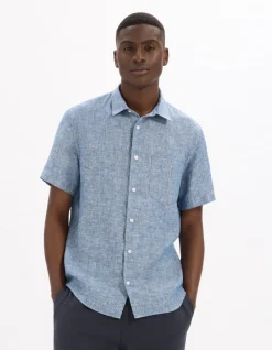 Herenhemd regular fit 100% linnen - chambray