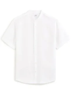 Herenhemd Regular fit Mao kraag 100% linnen - wit