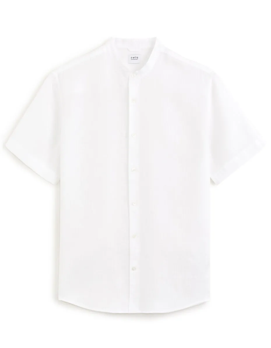 Herenhemd Regular fit Mao kraag 100% linnen - wit