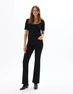 High-waisted bootcut jeans - zwart