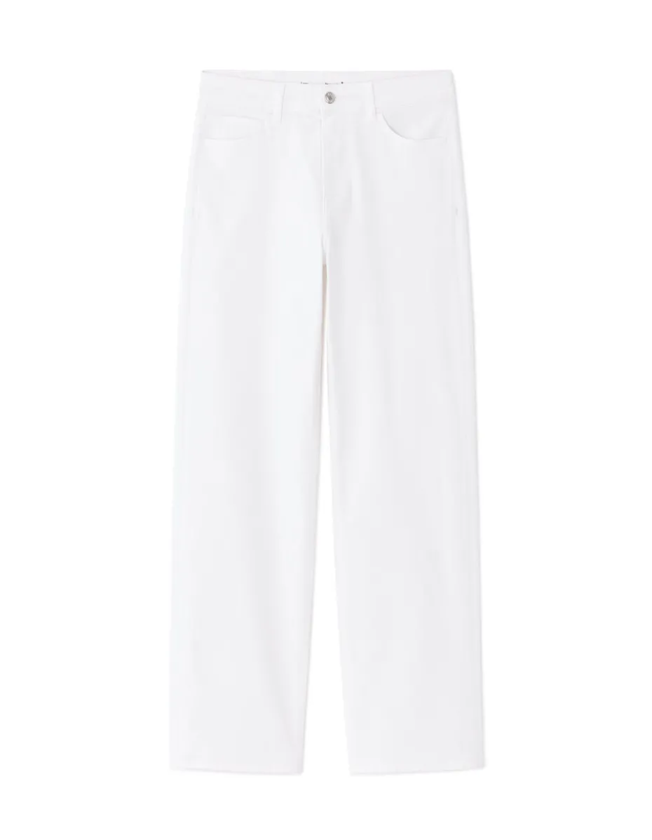 Hoge taille wijde pijpen jeans, 3 lengtes - ecru