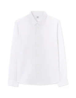 Honingraat overhemd regular fit, 100% katoen - wit