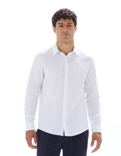 Honingraat overhemd regular fit, 100% katoen - wit
