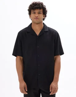 Jacquard hemd regular fit - zwart