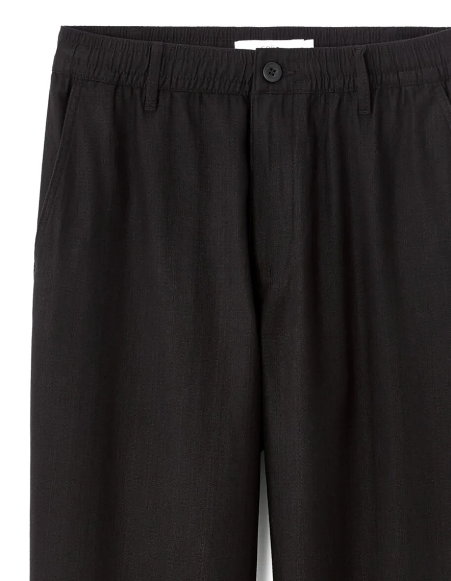 Jacquard rechte broek - zwart