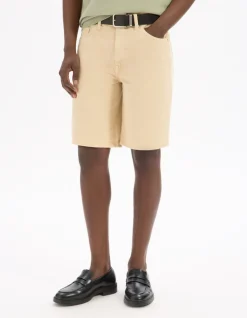 Jeans bermuda 100% katoen - beige