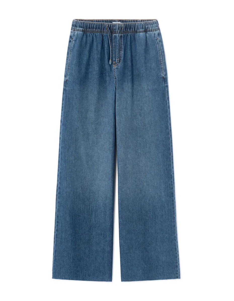 Jeans elastische taille - blauw
