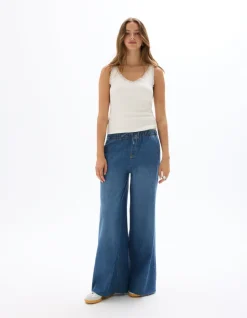 Jeans elastische taille - blauw