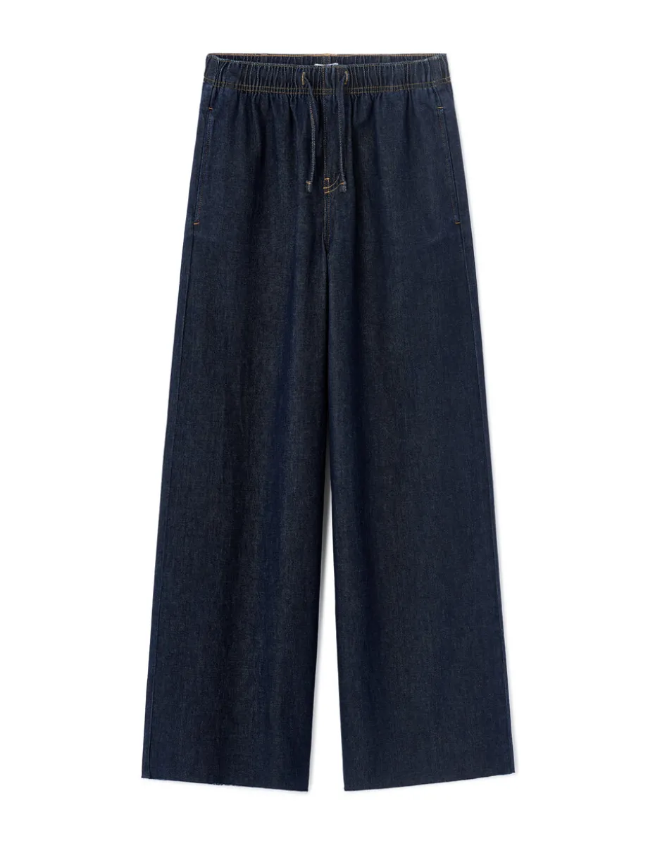 jeans met elastische tailleband - blauw