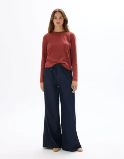 jeans met elastische tailleband - blauw