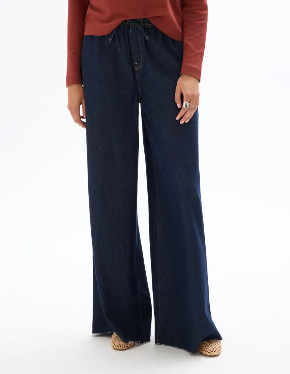 jeans met elastische tailleband - blauw