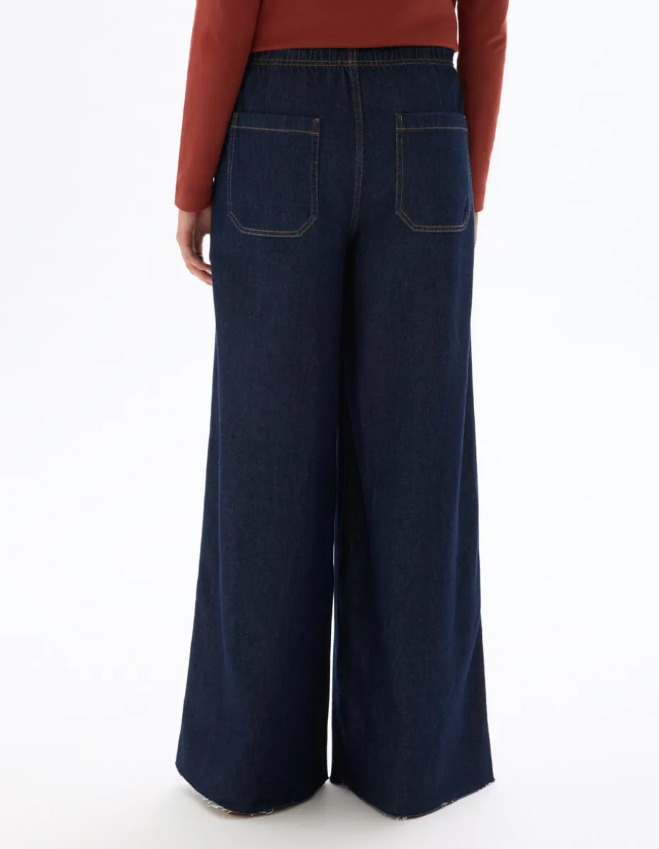 jeans met elastische tailleband - blauw