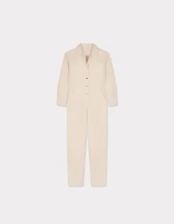 Jumpsuit met knoopjes en riem - wit