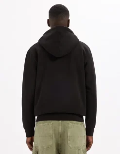 Katoenen hoodie met rits - zwart