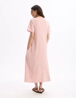 Katoenen midi-jurk - roze