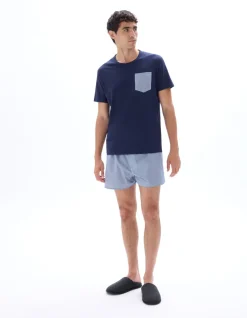 Katoenen pyjamashort - marine