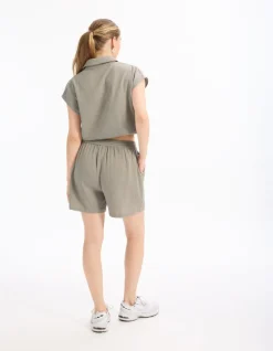 Katoenen short van gaas - grijs