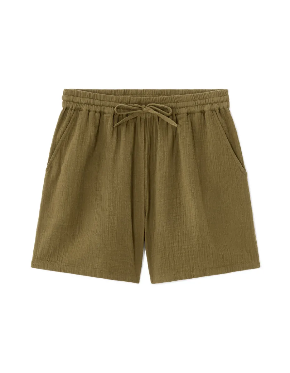 Katoenen short van gaas - kaki