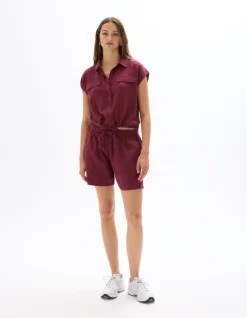 Katoenen short van gaas - bordeauxrood