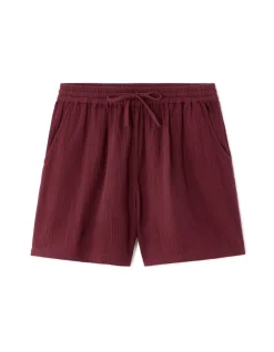 Katoenen short van gaas - bordeauxrood