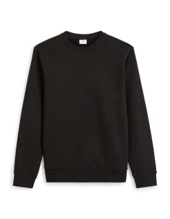 Katoenen sweater met ronde hals - zwart