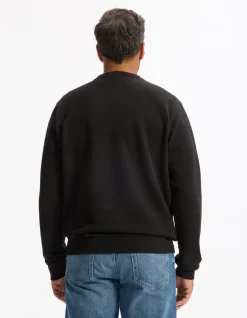 Katoenen sweater met ronde hals - zwart