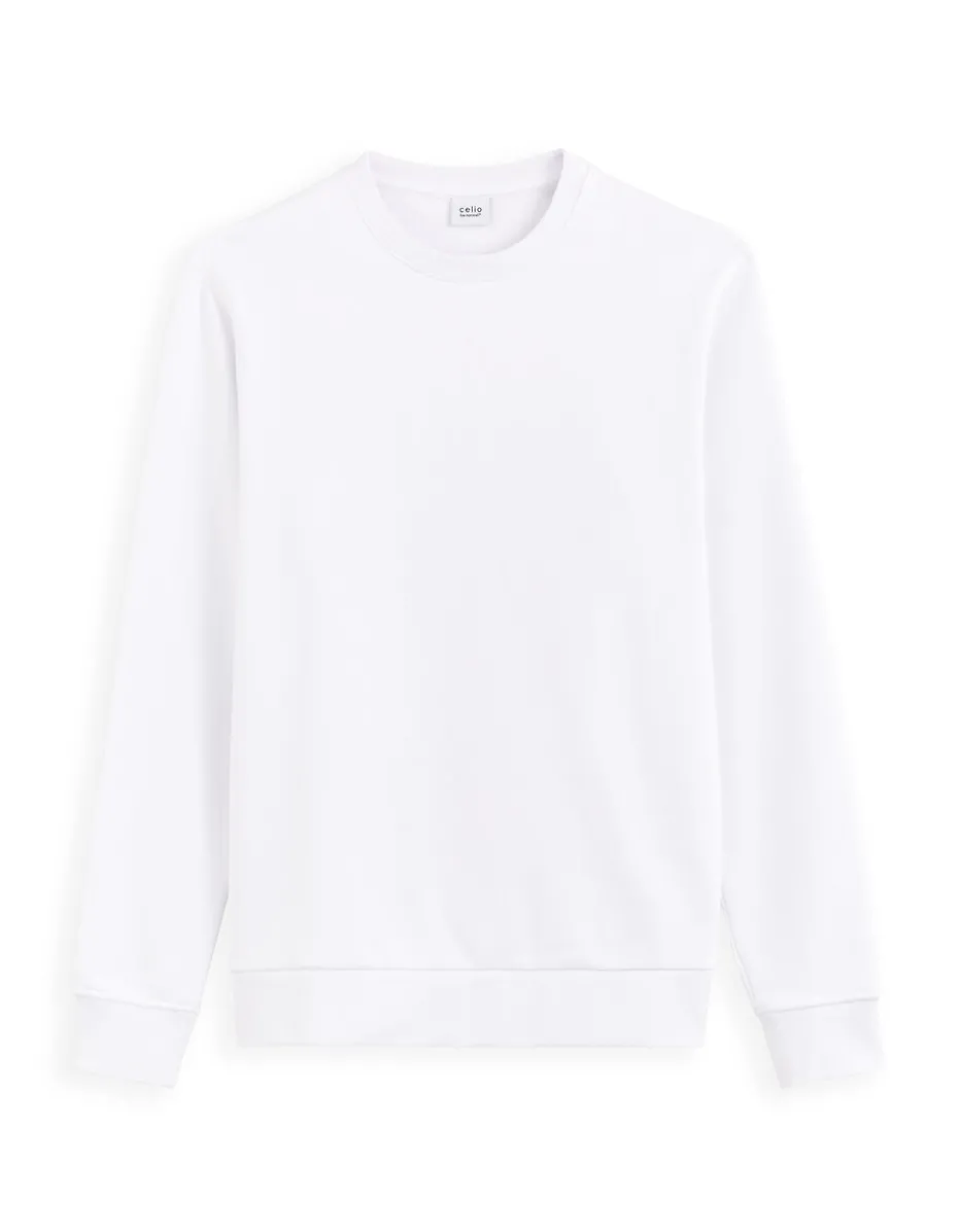 Katoenen sweater met ronde hals - wit