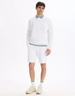 Katoenen sweater met ronde hals - wit