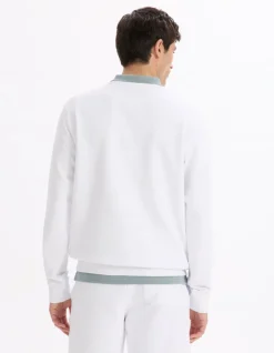 Katoenen sweater met ronde hals - wit